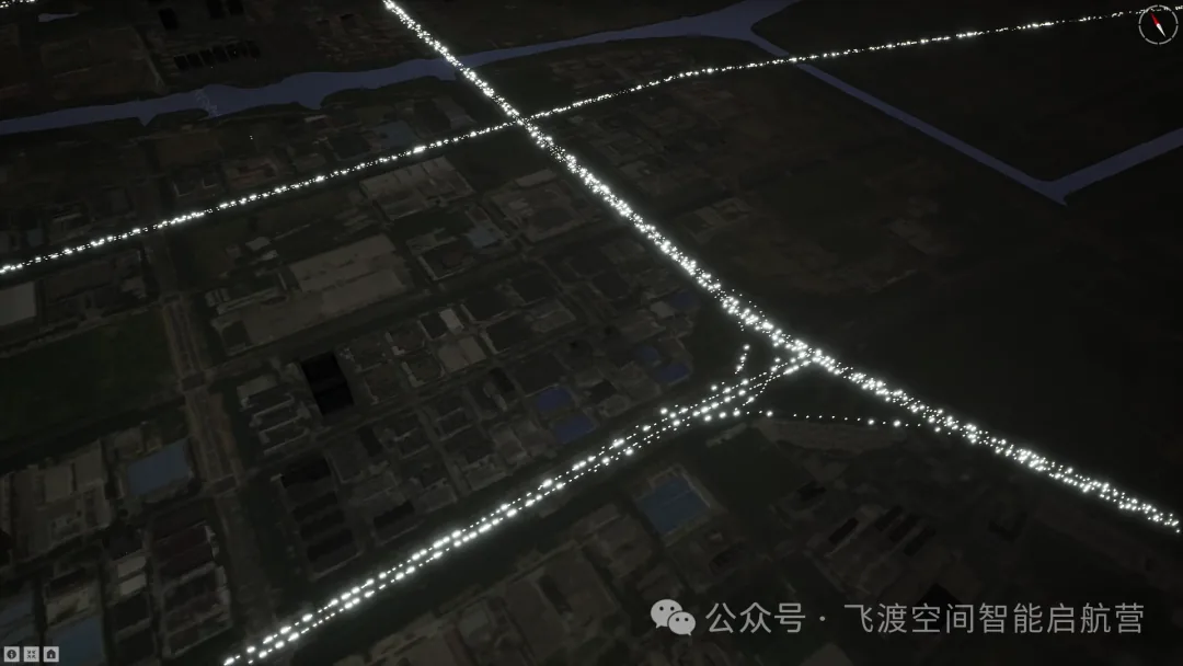 苏州甪直镇路网宏观交通仿真效果（夜景）